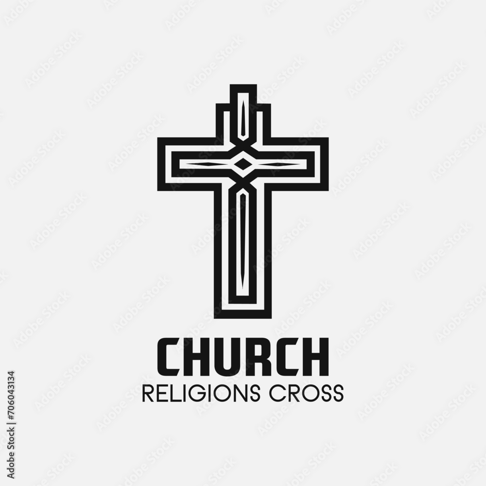 Church cross logo. Simple religion vector design. Isolated with soft background. Church cross logo. Simple religion vector design. Isolated with soft background.