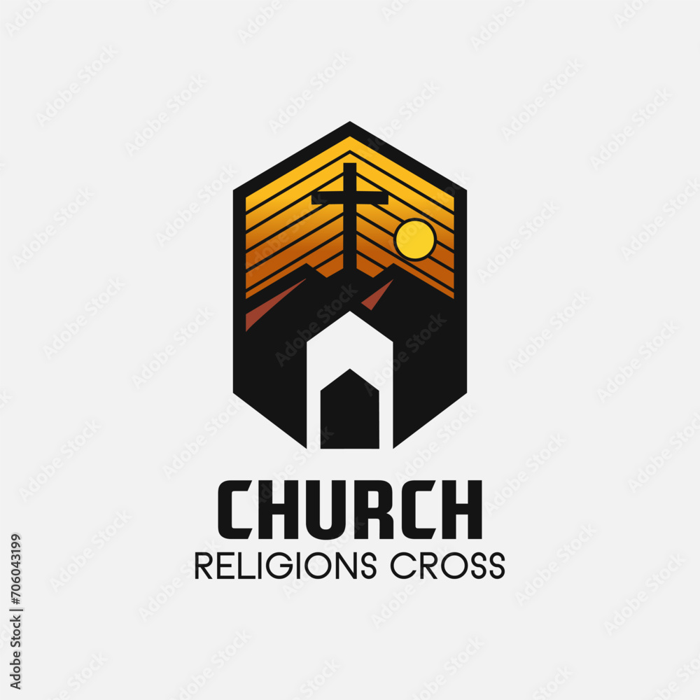 Church cross logo. Simple religion vector design. Isolated with soft background. Church cross logo. Simple religion vector design. Isolated with soft background.