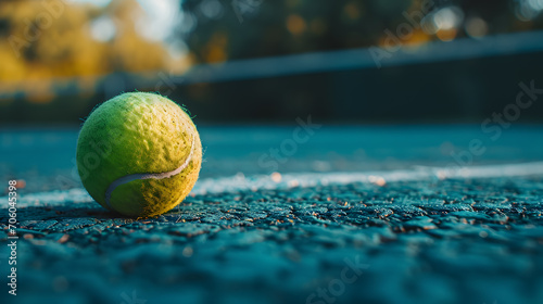 Close up tennis ball on a tennis court © Andsx