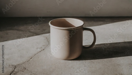 Rustic mug mockup on concrete