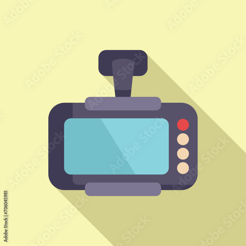 Taximeter monitor device icon flat vector. Transport counter ride. Vehicle city