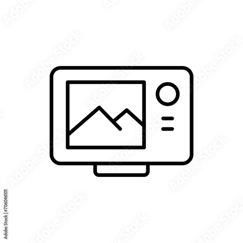 Action camera outline icons, minimalist vector illustration ,simple transparent graphic element .Isolated on white background