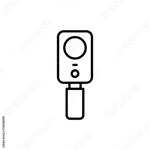 Camera stick outline icons, minimalist vector illustration ,simple transparent graphic element .Isolated on white background