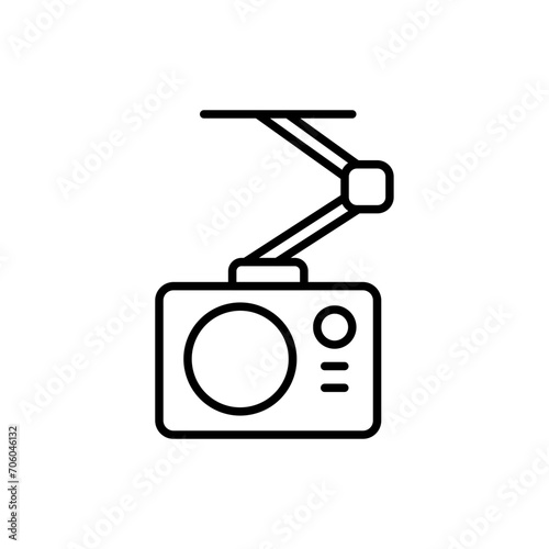 Camera stick outline icons, minimalist vector illustration ,simple transparent graphic element .Isolated on white background