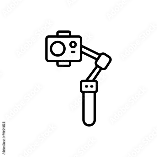 Camera stick outline icons, minimalist vector illustration ,simple transparent graphic element .Isolated on white background