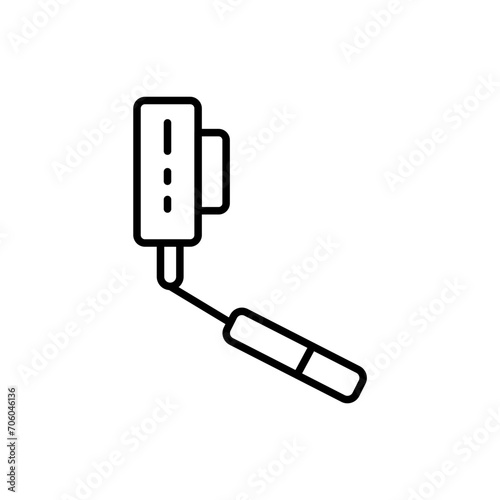 Camera stick outline icons, minimalist vector illustration ,simple transparent graphic element .Isolated on white background