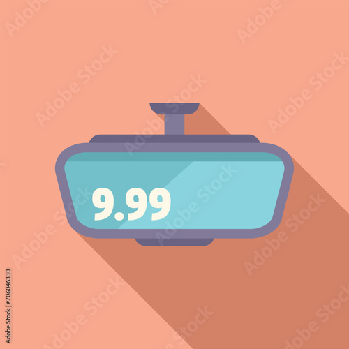 Mirror indoor taximeter icon flat vector. Vehicle control. Transport counter