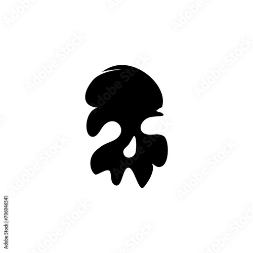 Skull Black Logo Design Minimalist Unique Creative Icon Vector Illustration