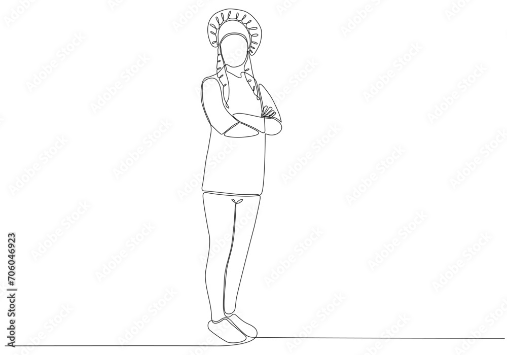 One continuous line drawing of handsome male chef, in hotel restaurant vector illustration concept hand drawn One continuous line drawing of handsome male chef, in hotel restaurant vector illustration concept hand drawn