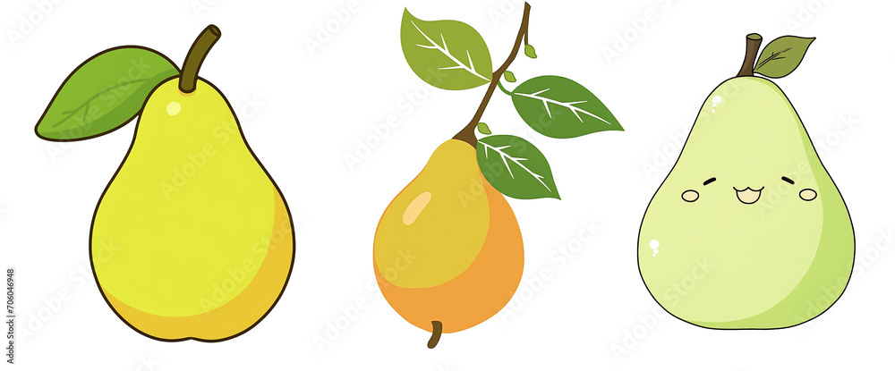 set of pear on transparent background. png file
