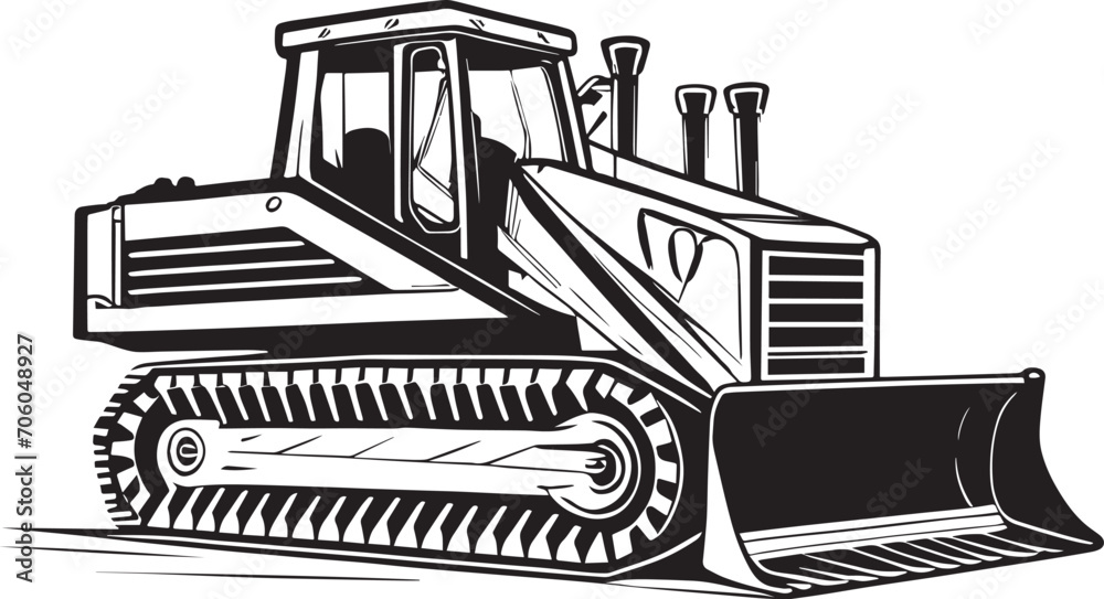 Bulldozer Excavator Illustration