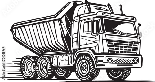 Dump Truck Lineart Illustration