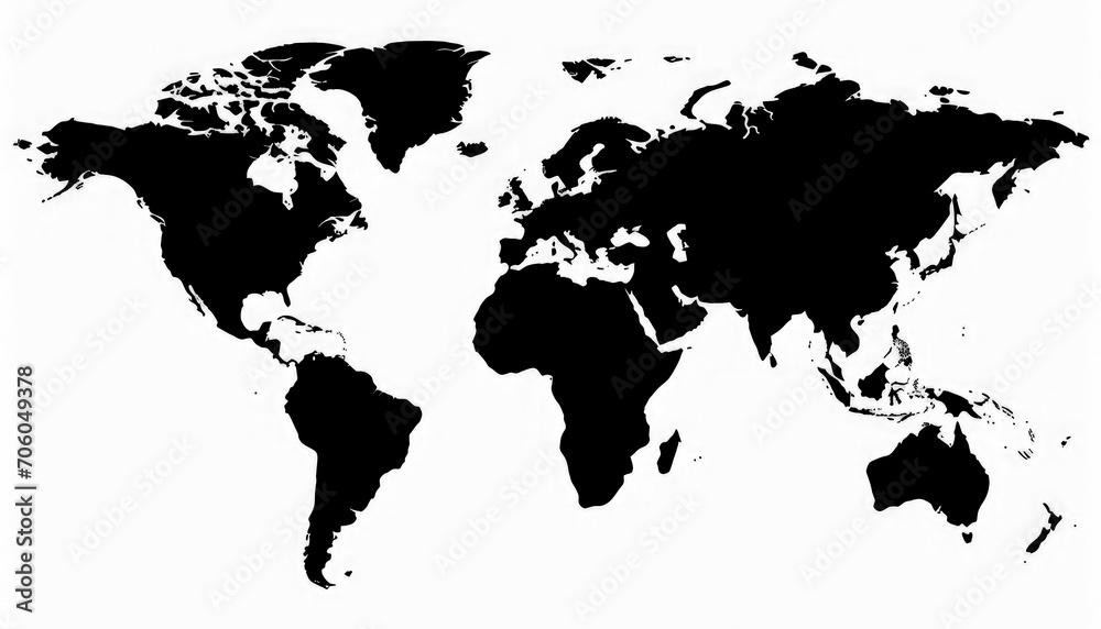 Black Silhouette of a world map transparent on background. Black Silhouette of a world map transparent on background.