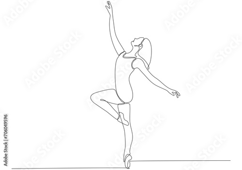 a line of continuous beautiful female ballet dancers hand drawn minimalist design