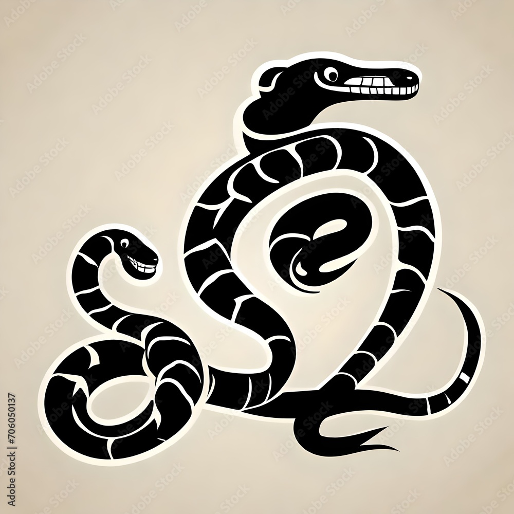 Naklejka premium a simple black vector style silhouette of snakes