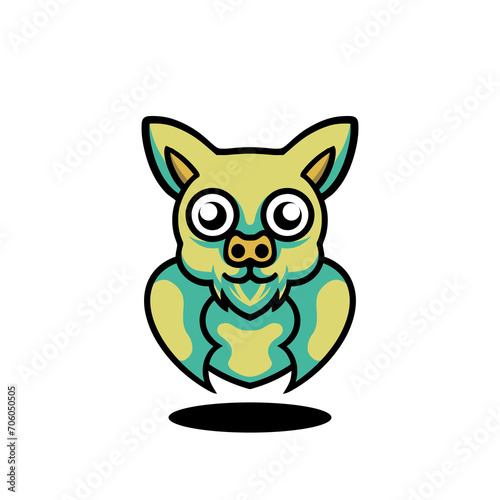Cute bat mascot cartoon logo