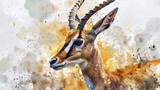 A portrait of a watercolor gazelle, like a grace in motion, with sophisticated forms