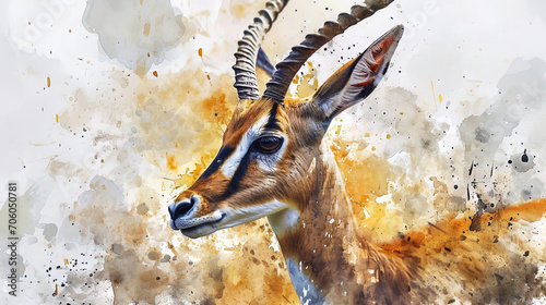 A portrait of a watercolor gazelle, like a grace in motion, with sophisticated forms photo