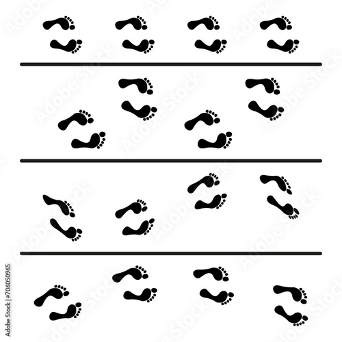 Line of foot black icon set. Bare human foots. Vector illustration. EPS 10. photo