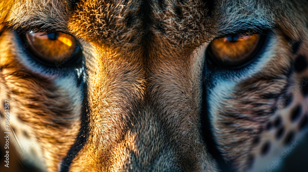 The eyes of the cheetah, full of swiftness and aggressive energy, as if the moment before hunting