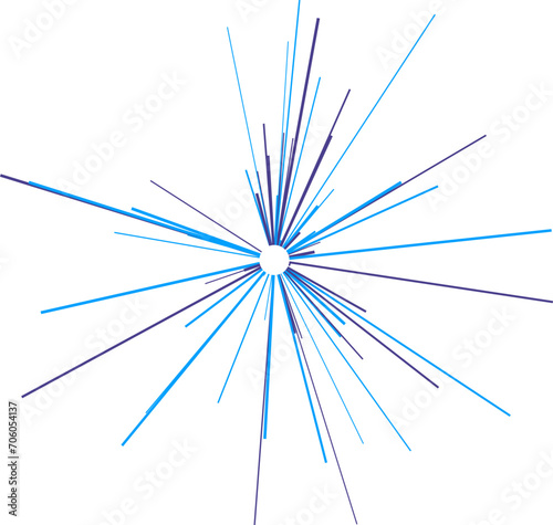 An abstract transparent ray burst shape design element.