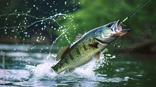 bass fish catcing the fishing lure photo