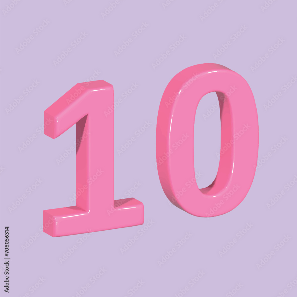 Bricks with numbers. Numeral cube concept. Realistic 3d object cartoon style. Vector colorful illustration.