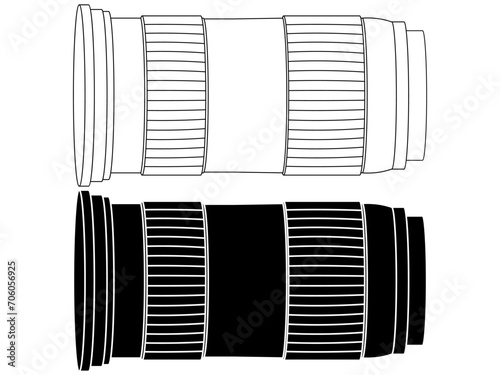 side view camera lens icon set