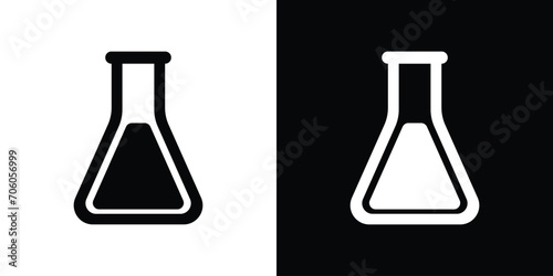 laboratory flask on black and white 
