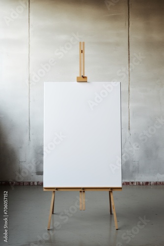 A blank canvas on an easel in an empty studio AI generated illustration