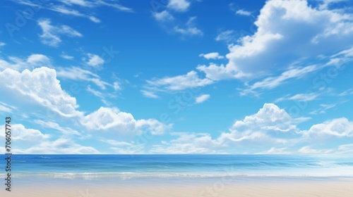 A clear blue sky over an empty beach AI generated illustration