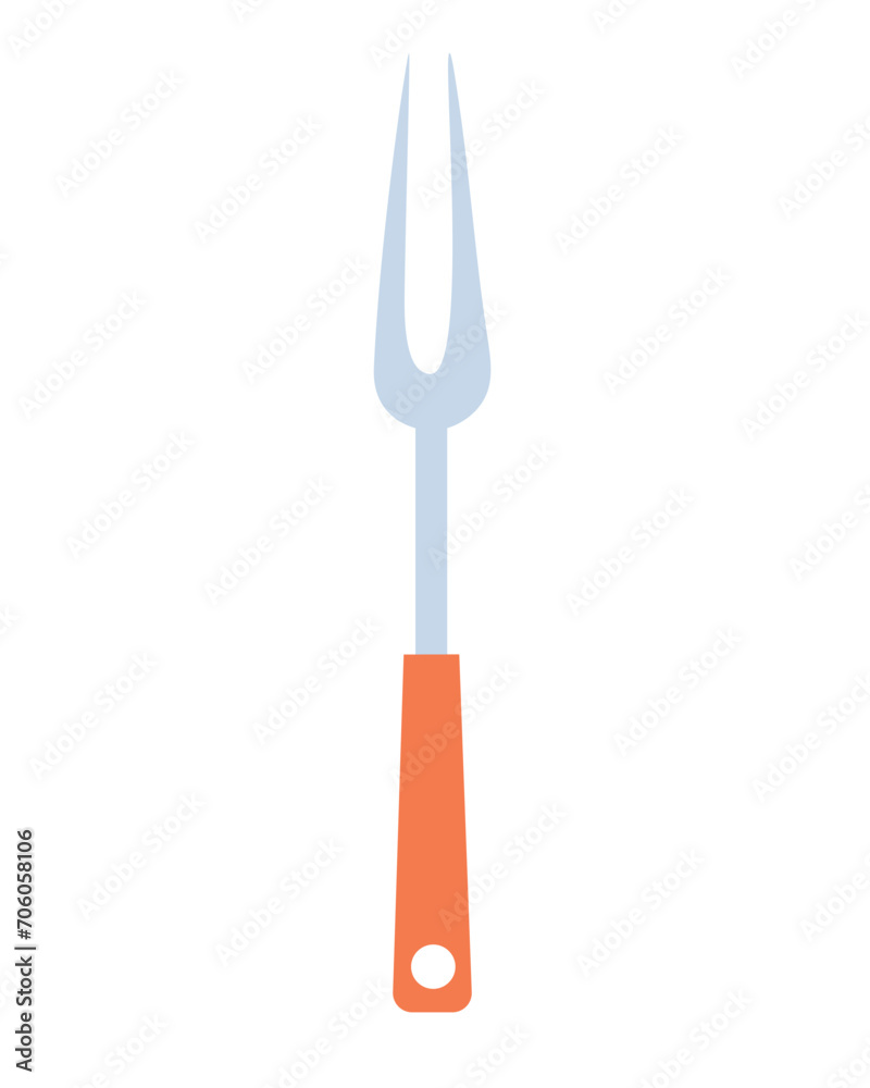 Doodle flat clipart. Simple illustration of kitchen tool, meat fork Doodle flat clipart. Simple illustration of kitchen tool, meat fork