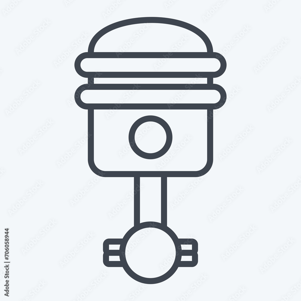 Icon Piston. related to Spare Parts symbol. line style. simple design editable. simple illustration Icon Piston. related to Spare Parts symbol. line style. simple design editable. simple illustration