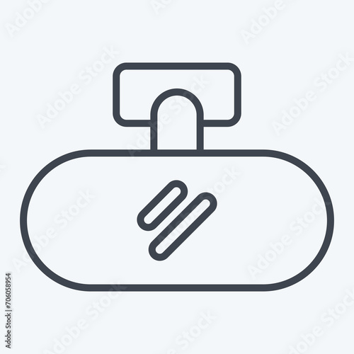 Icon Rear View Mirror. related to Spare Parts symbol. line style. simple design editable. simple illustration