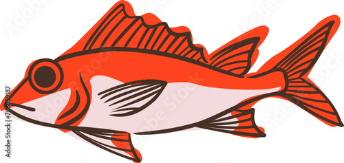 Abstract spotfin squirrelfish doodle sign illustration for decoration on marine life, aquarium, fishing and nautical concept.