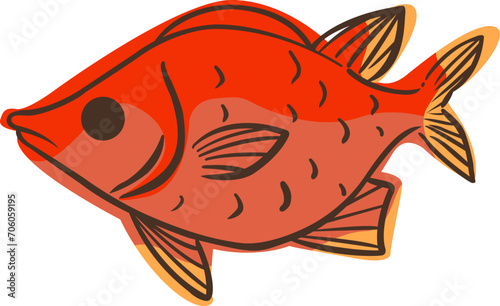 Abstract Sabre squrriefish doodle sign illustration for decoration on marine life, aquarium, fishing and nautical concept.