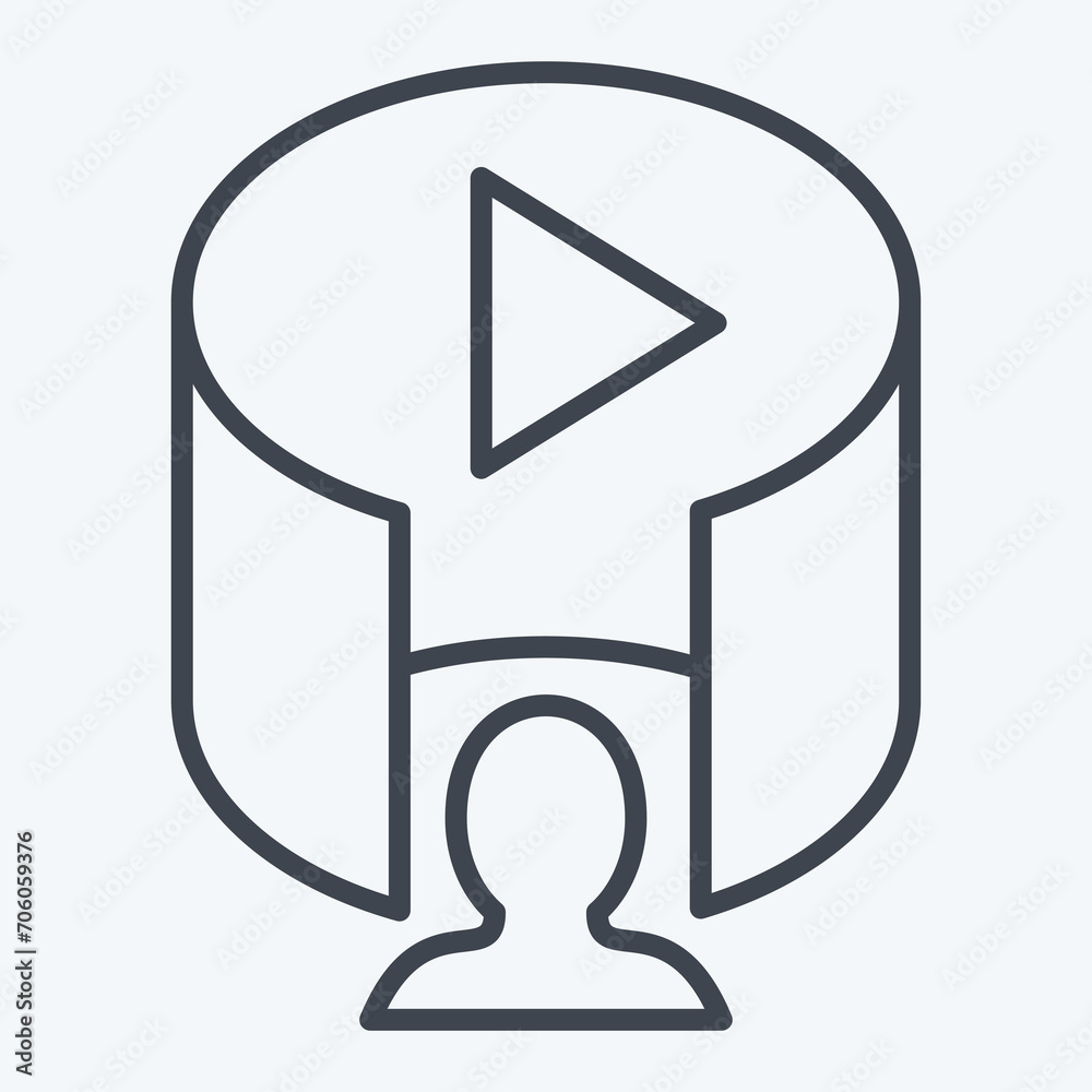 Icon VR Video. related to 3D Visualization symbol. line style. simple design editable. simple illustration Icon VR Video. related to 3D Visualization symbol. line style. simple design editable. simple illustration