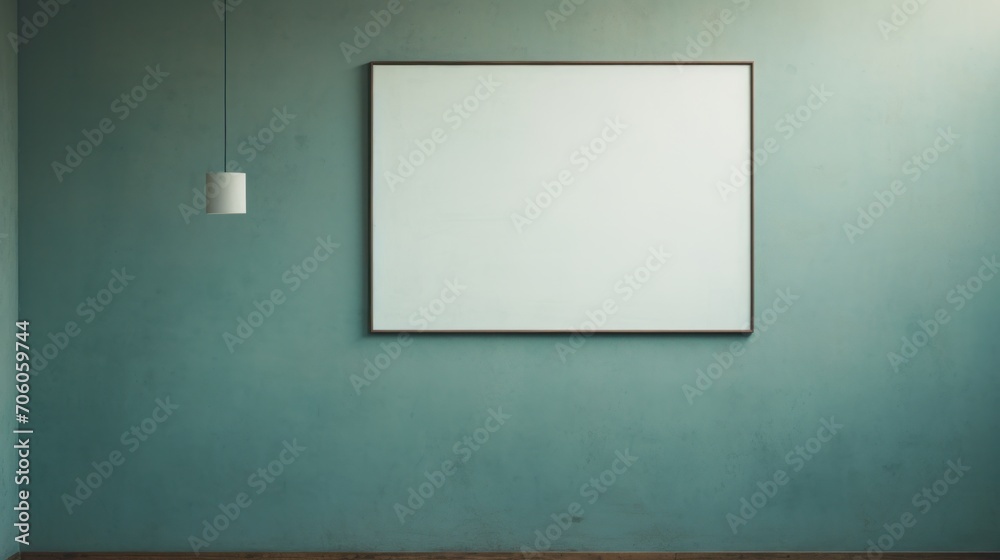 A plain wall with a single hanging frame AI generated illustration A plain wall with a single hanging frame AI generated illustration