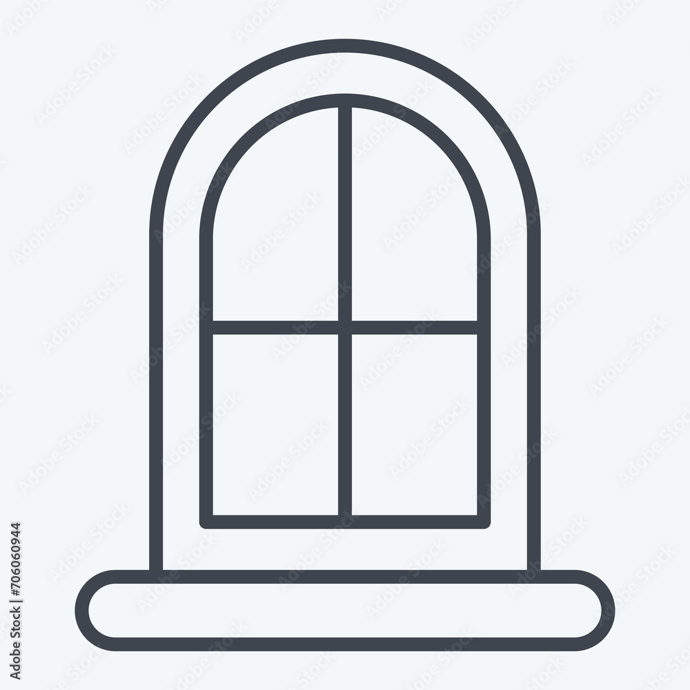 Icon Window. related to Building Material symbol. line style. simple design editable. simple illustration Icon Window. related to Building Material symbol. line style. simple design editable. simple illustration