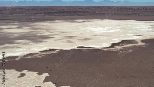 Beautiful aerial footage of the Atacama - Calama - Antofagasta Dessert and Salar - turquoise lagoon  photo
