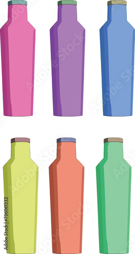 colorfull stainless bottles tumbler for water illustration