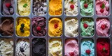 display case with assorted ice cream Generative AI