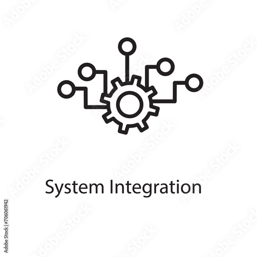  system integration icon, liner flat illustration on white background..eps