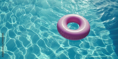 A pink rubber ring floating on the surface of a swimming pool Generative AI