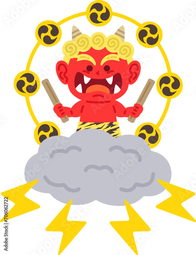 雷様（赤鬼）のキャラクターのイラスト