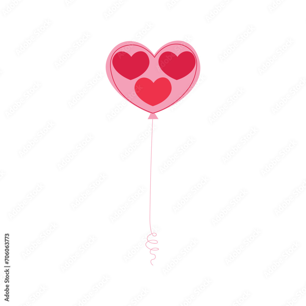 Heart-shaped balloon on white background. Valentine's Day celebration