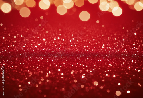 Bokeh background horizontal. Red and yellow glitter. Valentine's day.
