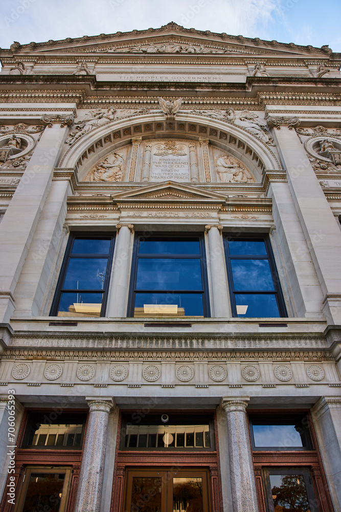 Grand Courthouse Facade with Corinthian Columns, Low Angle