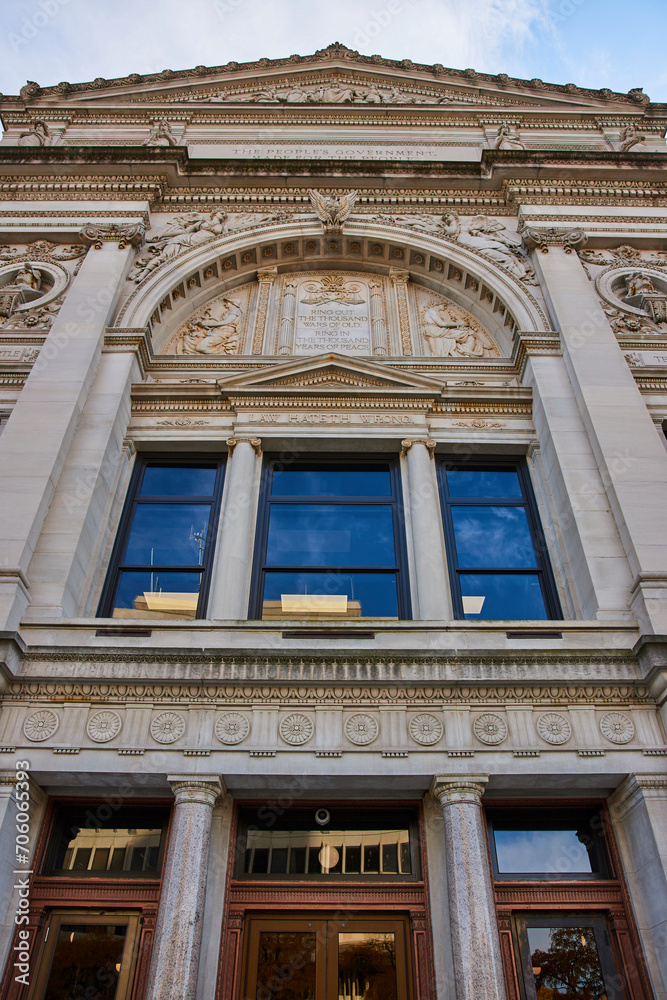 Grand Courthouse Facade with Corinthian Columns, Low Angle Grand Courthouse Facade with Corinthian Columns, Low Angle