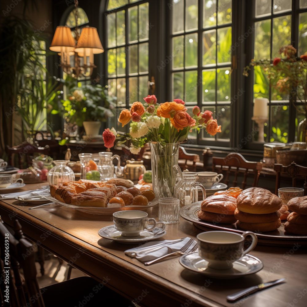 Beautiful table setting for wedding or another catered event dinner.